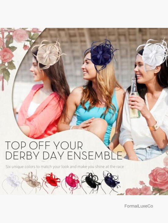 6 Pcs Derby Party Fascinator Hats for Women Tea Party Wedding Feather Hair Clip main image 7